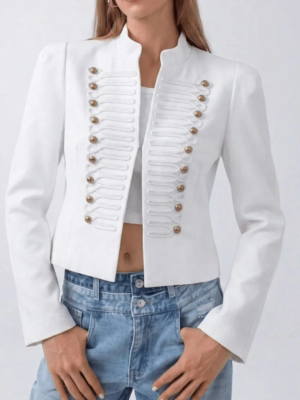 White Casual Elegant Women's Formal Office Jacket